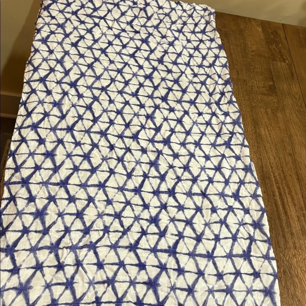 Aden & Anais Bamboo Baby Blanket Swaddle Cozy Boho Nursery blue & white